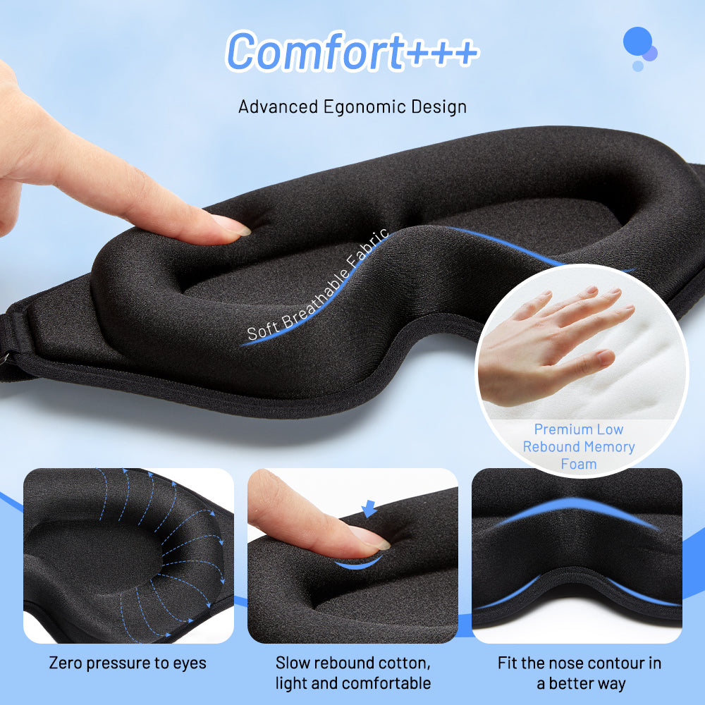 3D Natural Memory Foam Sleep Mask for Comfort